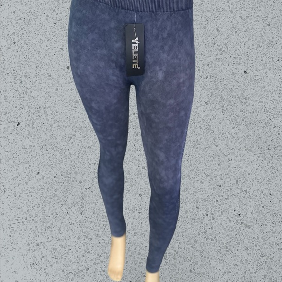 Yelete Dark Blue Patterned Leggings - Picture 1 of 8